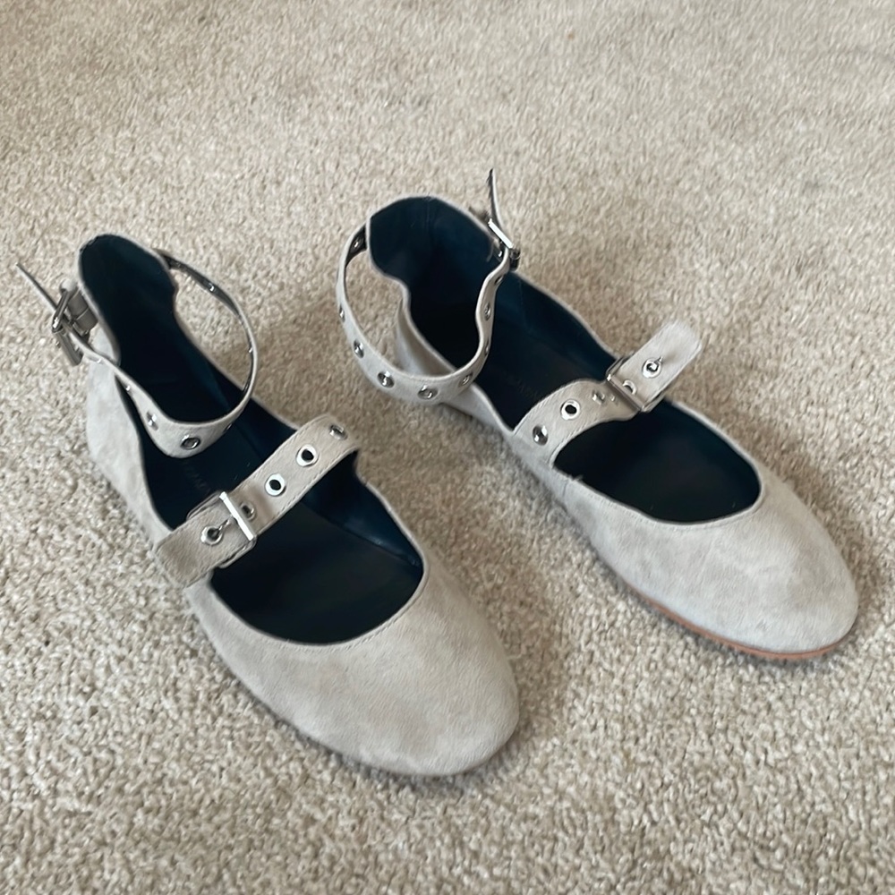 Rebecca Minkoff “Rachel” Flats Light Gray Suede